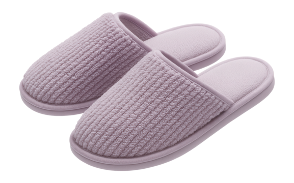 Chenille memory foam slippers with scalloped edge in lavender