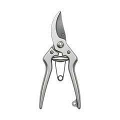 Silver metal pruning shears on black