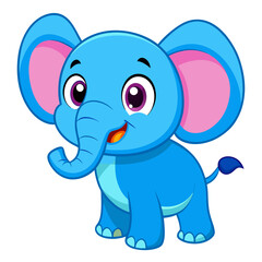 Obraz premium A Bright Blue Baby Elephant with Sparkling Eyes, Gigantic Pink Ears, and an Infectious Smile, Ready to Stomp Through Adventures, Friendship, and Fun in a World Full of Wonder