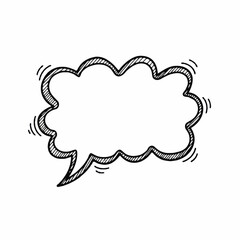 Doodle style speech bubble with hatching and cloud shape outline