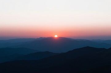 Obraz premium Mountain Sunrise Sunset Landscape Serenity Pink Sky