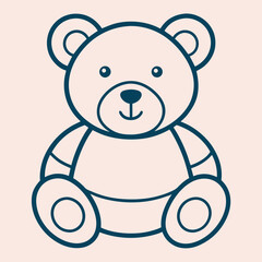 Baby teddy bear toy object newborn template line vector art design