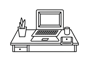 Fototapeta premium Work From Home Setup Flat Vector