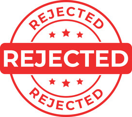 rejected rubber stamp label with red ink seal design for document or file marking