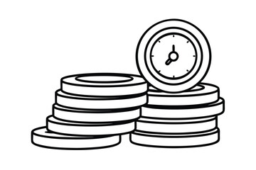 Stack Of Coins With Clock