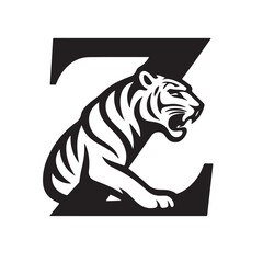 Tiger Z logo black white animal wild
