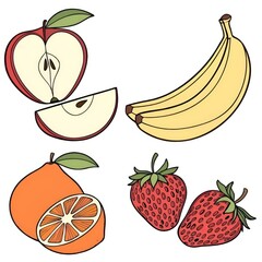 Vibrant Variety: Colorful Illustration of Fresh Fruits.