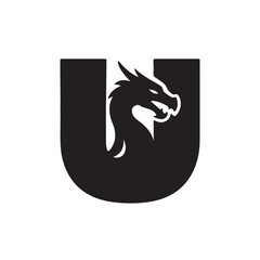 Naklejka premium Black Dragon U Logo white head