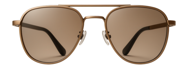 Aviator-style bronze metal frame glasses with double bridge for a retro vibe