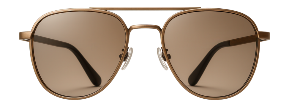 Aviator-style bronze metal frame glasses with double bridge for a retro vibe