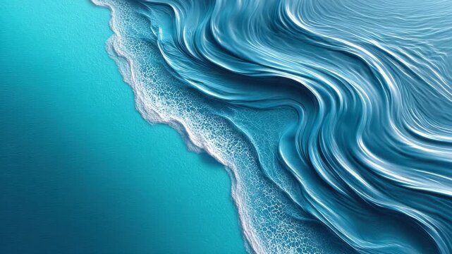 Abstract ocean waves create fluid patterns vibrant blue, showcasing textured surfaces and evoking serene atmosphere