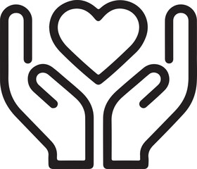 Obraz premium Two cupped hands gently holding a heart symbol outline