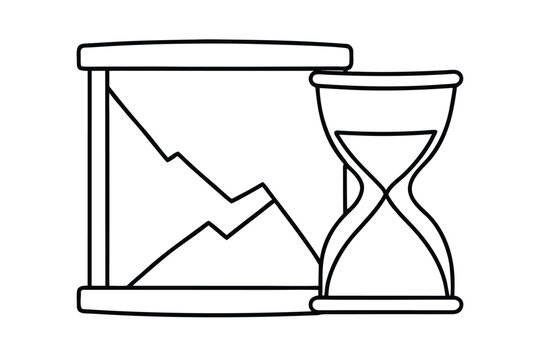 Hourglass With Declining Red Chart