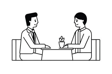 Flat Vector Of Business Negotiation At Desk