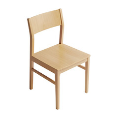 Light wood simple chair isometric view