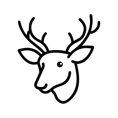 Naklejka premium Simple line drawing of an elk head with antlers 