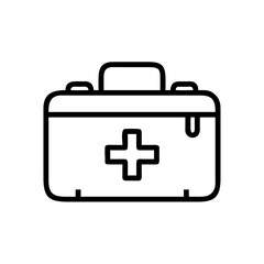 Obraz premium First aid kit illustration in simple black line art style 