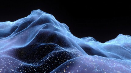 Obraz premium Abstract digital art piece that appears to be a 3d rendering of a mountain range. the mountain is made up of a series of curved lines and curves that create a wave-like pattern.