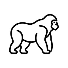Obraz premium Outline of a gorilla walking in a simple cartoon style 