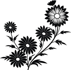 Delicate Daisy Floral Corner Silhouette