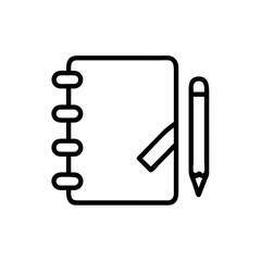 Fototapeta premium Outline notebook with pencil for writing notes and organizing ideas 