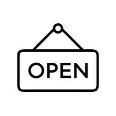 Open sign hanging on wall in minimalist design  