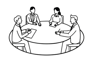 Business Team At Round Table On White Background
