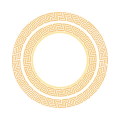 Golden Decorative Plate – Greek Key Style Round Design