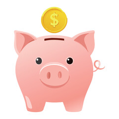 Piggy Bank with Coin – Savings and Money Management Icon