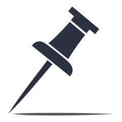 Black Push Pin – Flat Silhouette Office Icon