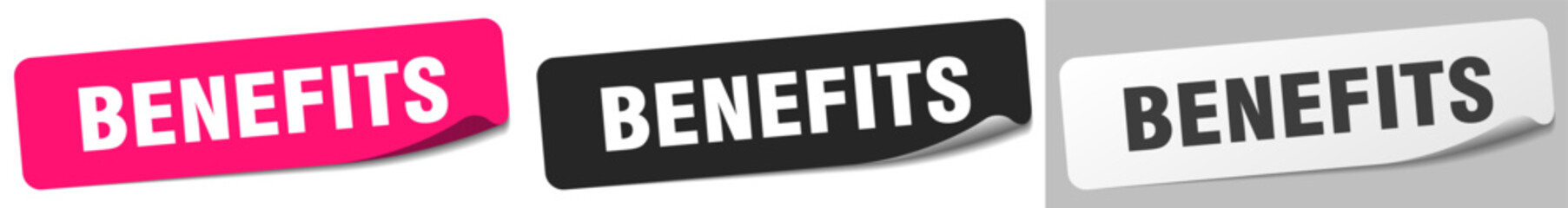 benefits sticker. benefits sticker set on white background