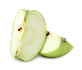 Pieces of fresh apple isolated on white