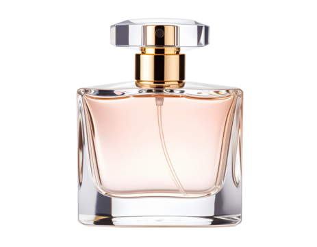 Elegant perfume bottle in clear glass