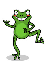 Illustration of a frog dancing