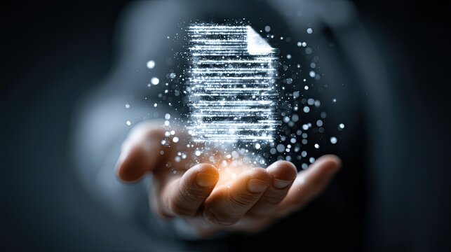 Smart documents with AI technology, automated business file processing and secure workflow system concept