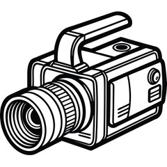 Outline Sketch of a Video Camera on a White Background