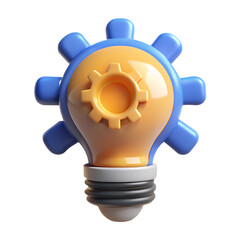 Bright idea bulb with blue gear spokes light bulb innovation