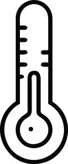 Black outline illustration of classic thermometer showing temperature with scale and fluid level