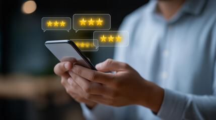 Mobile User Feedback Interface with Star Ratings and Reviews