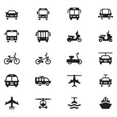 Vector Icons of Various Transportation Modes
