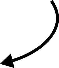 Black curved arrow pointing left on white background