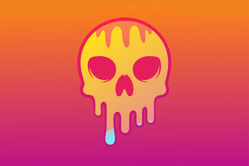 Minimal Skull Outlines Melting into Gradient Noise