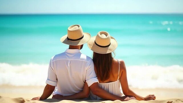 Couple Relaxing Together by the Beach on Summer Bank Holiday