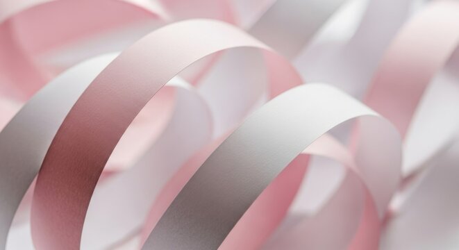 Soft pastel pink and white ribbons create an abstract pattern - Powered by Adobe
