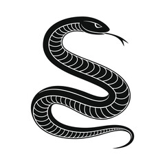 Fototapeta premium Black Silhouette of a Snake — Minimal Vector Illustration