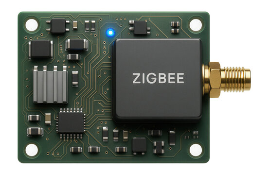 Control board with Zigbee module and external antenna connector for smart home devices