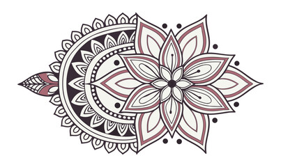 Fototapeta premium Mandala Floral Boho Design Intricate Vector Lotus Pattern