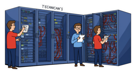 IT Technicians Working in Server Room