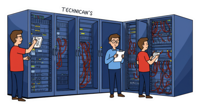 IT Technicians Working in Server Room