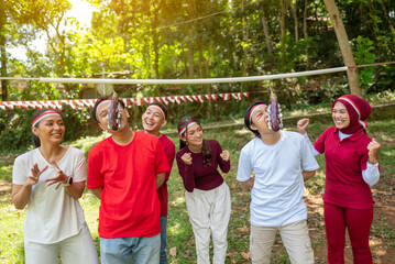 Portrait of an Indonesian southeast asian people celebrate Indonesia Independence Day on the 17th...